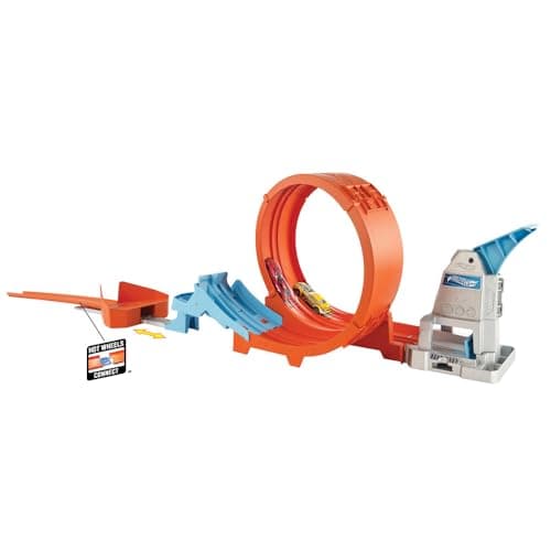 Image of Hot Wheels Loop Stunt Champion Track Set with Dual-Track Loop, Dual Launch, Spring Ramp & 1 Hot Wheels Car for Kids 4 Years Old & Older, GTV13