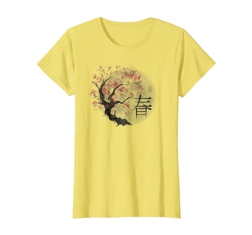 Image of Sakura Japanese Cherry Blossom Tree T-Shirt, Women, Lemon Yellow, XX-Large