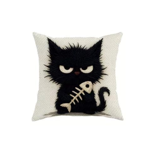 Image of Cushion Covers 50cm x 50cm White Fish Bones Modern Decorative Cushions Covers,Thicken Linen Pillows Cover Square,Durable with Invisible Zipper,for Outdoor Patio Garden Living Room Sofa Decor