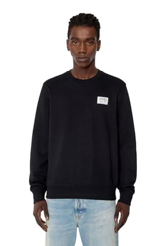 Image of Diesel Men Logo Crew Sweater Black 9XX 3XL