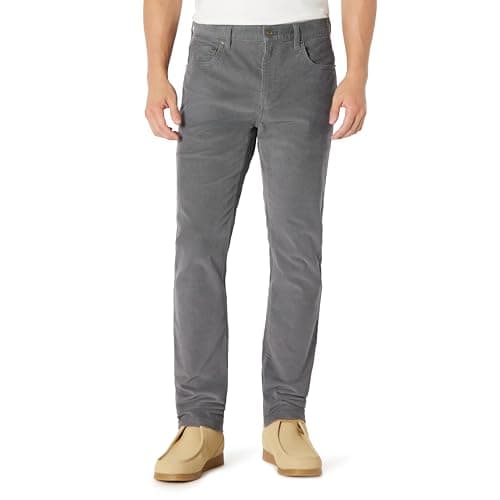 Image of Amazon Essentials Men's Slim Fit 5 Pocket Corduroy Trousers, Dark Grey, 38W / 32L