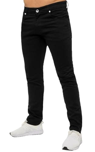 Image of Firetrap Mens Chino Jeans Stretch Trousers Zip Fly Bottom Casual Work Cotton Pants Black 32W / 31L