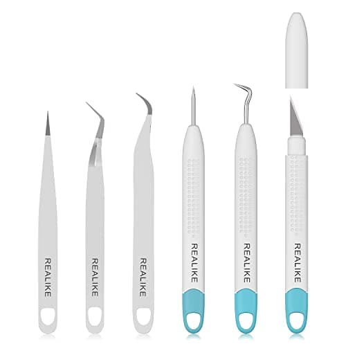Image of REALIKE Weeding Tools for Vinyl Crafting Basic Accessories Set Kit Compatible with Cricut Silhouette Weeding Scraper Spatula Tweezers Scissors Modeling Tools
