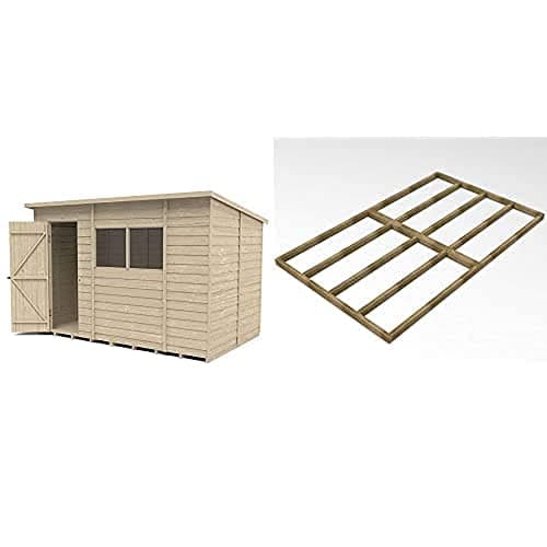 Image of Forest Garden Overlap Pressure Treated 10 x 6 Pent Shed with Forest 10 x 6 Shed Base for Forest Overlap Sheds