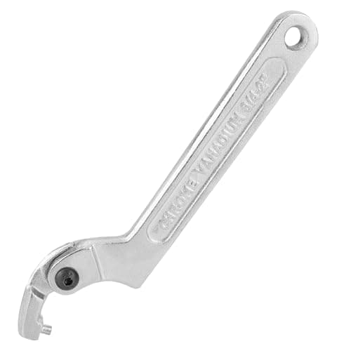 Image of BOXOB Adjustable C Spanner Hook Wrench Tool, 3/4-2"(19-51mm) Chrome Vanadium Steel Pin Spanner Wrench with Round Head for Tightening Lock Nuts Bearings Vehicles Mechanical Equipment