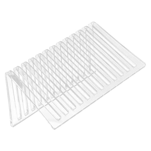 Image of LOORGVEL Acrylic Vinyl Record Display Rack for Albums and Cds with 12 Slots, Practical and Strong Stability, Modern Design Suitable for Desktop and Shop Use