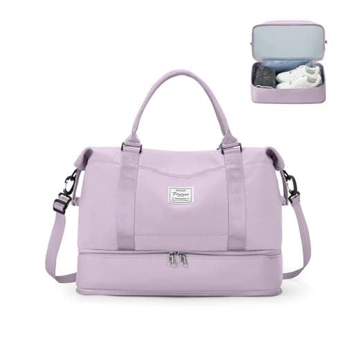 Image of for Ryanair Airlines Underseat Cabin Bag 40x30x20 Weekend Overnight Carry on Holdall for Women Travel Duffel Sport Gym Tote Mum Hospital Bags with Wet Pocket,A05-Light Purple