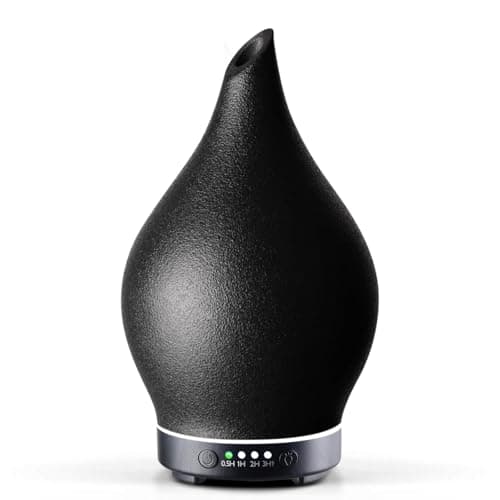 Image of Porseme Oil Diffusers Ceramic 150ml,Handmade Ultrasonic Essential Oil Diffuser,7 Colors Changing Humidifier,Electric Diffuser with Timer, Mist Aromatherapy Diffuser,Air Fresheners for Home(Black)