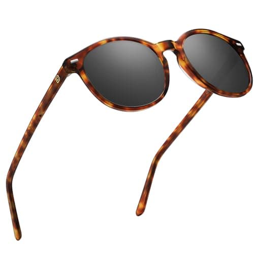 Image of DUCO Classic Round Polarized UV400 Protection Vintage Shades Sunglasses for Women DC1230 (Tortoise)