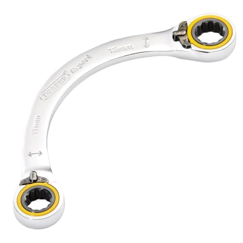 Image of Draper 03934 Expert HI-TORQ Double Ring Ratchet Half Moon Spanner, 11 x 13mm