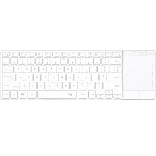 Image of Rii Wireless Keyboard with Trackpad,Dual Mode Bluetooth &Wireless Keyboard with Touchpad,Metal Board for PC,Laptop, Tablet,Windows,Androids (BT+2.4G)-White