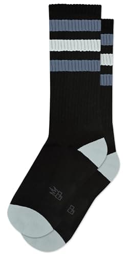 Image of Black Retro Gym Crew Socks for Men, Women and Teens, fit a Women’s size 6 to Men’s size 15 (Made in the USA), George, 6-15
