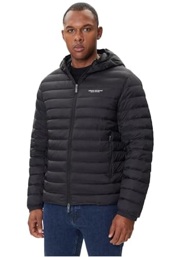 Image of Armani Exchange Essential, Long Sleeve Padded Side Lettering Logo Jacket, Black, L Men, Black, L