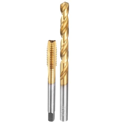 Image of sourcing map Tap and Drill Bit Set, 1pcs M8 x 1.5 Metric Straight Flute Thread Screw Taps & 1pcs 6.5mm Twist Drill Bits, Titanium Coated HSS-6542 Tapping Threading Tool Kit