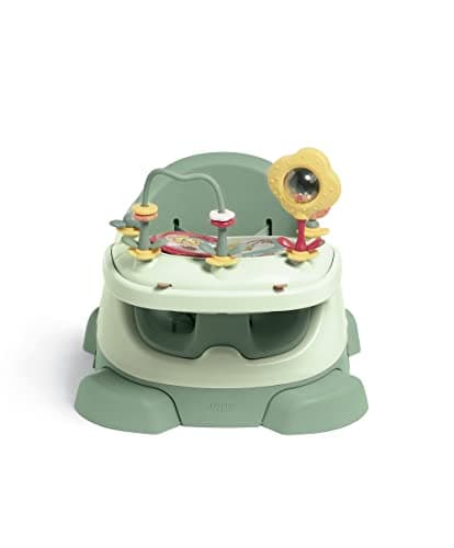Image of Mamas & Papas Baby Bug Booster Seat For Dining, Detachable Tray, Harness, Adjustable Seat and Non-Slip Feet, Eucalyptus