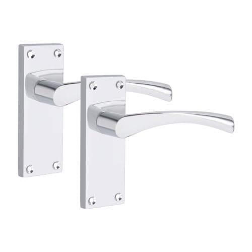 Image of Golden Grace Victorian Scroll Astrid Door Handles Latch in Silver Polished Chrome, 1 Pair - 120mm x 40mm Backplate