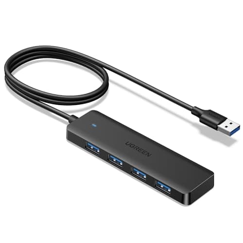 Image of UGREEN USB Hub 3.0 with 100CM Extended Cable, USB Splitter 5Gbps Port*4, Slim USB Adapter, USB Extender for Mouse/Keyboard/Card Reader/Flash Drive/Printer, Compatible with Laptop/PC/Xbox/PS5