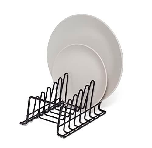 Image of simplywire – Plate Rack/Drainer – Kitchen Cupboard Storage Organiser – Small - Black Plastic Coated Steel