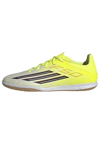 Image of adidas Unisex F50 Club Indoor Football Shoes, Team Solar Yellow 2/core Black/Lucid red, 10.5 UK