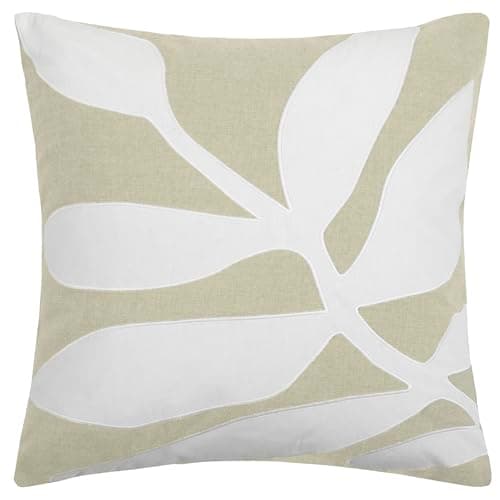 Image of Voyage Maison Bodhi Cushion Cover – 100% Cotton Abstract Leaf Appliqué Decorative Case (Quartz - 50x50cm)