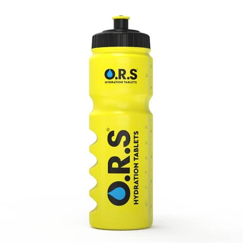 Image of O.R.S Hydration Official Sports Reusable Water Bottle, for Kids or Adults, BPA-Free Drinking Bottle with Transparent Measuring Strip & Sports Cap, Leak Proof, 750ml, Yellow