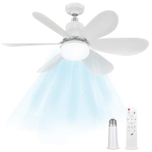 Image of XUZIE Ceiling Fans with Lights and Remote Control, E27 Bayonet Ceiling Fan Light with 6 Blades Supports, 3 Speeds Adjustment, Fan Light Ceiling for Bedroom, Living Room, Kitchen (40W)