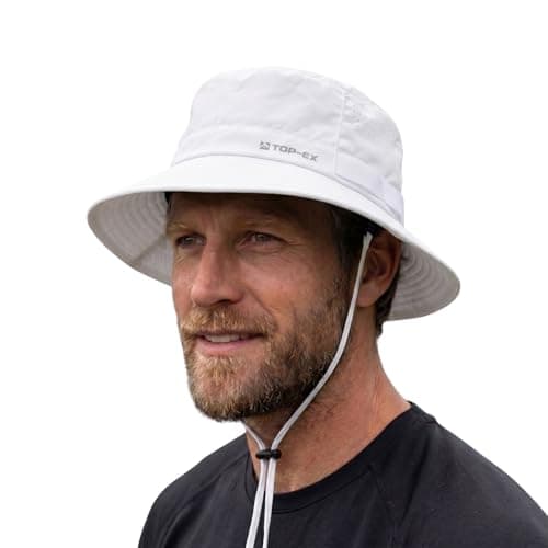 Image of TOP-EX Cooling Bucket Hats Men Womens UPF 50 Sun Hat UV Protection Wide Brim for Golf & Hiking, Summer Outdoor Fishing Safari Hat White XL