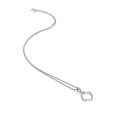 Image of Hot Diamonds Behold White Topaz Silver Pendant Necklace | 925 Sterling Silver with Genuine White Topaz and a Real Diamond, 14mm x 22mm, Elegant Gift for Women