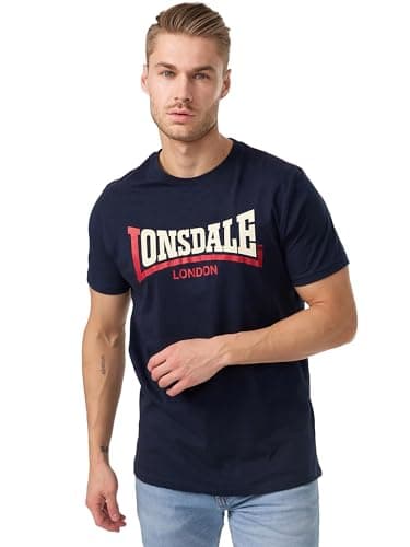 Image of Lonsdale Men's Two-Tone T-Shirt, Navy, XXXXX-Large