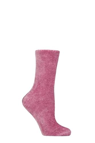 Image of Elle Women’s Gift Boxed Socks - Cosy, Soft & Silky Chenille Lounge Socks, Plain, Gift Idea, Present for Christmas 1 Pair Size 4-8 (UK, Numeric, 4, 8, Regular, Regular, Smokey Pink)