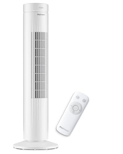 Image of Pro Breeze® 30" Tower Fan, Ultra Quiet Operation, 7-Hour Digital Timer, Remote Control, 3 Cooling Fan Modes & LED Light Indicator - Powerful & Energy-Efficient Electric Fan for Home and Office - White