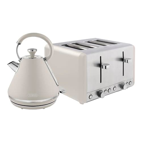Image of Tower Cavaletto Kitchen Set, 1.7L Rapid Boil Kettle & 4 Slice Toaster, Latte with Chrome, T10044MSH, T20051MSH