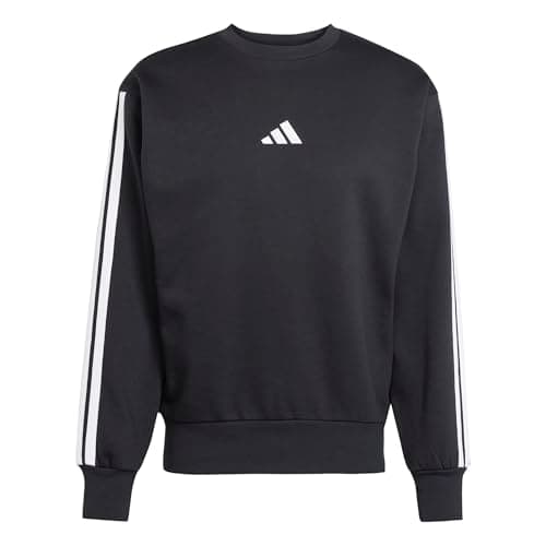 Image of adidas Men's ESSENTIAL THREE STRIPES FLEECE SWEATSHIRT, black/white, L