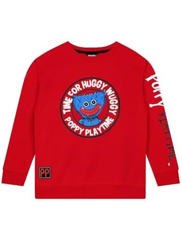 Image of Poppy Playtime Boys Sweatshirt, Huggy Wuggy Boys Jumpers, Gamer Cotton Jumpers, Age 10-11 Years Red