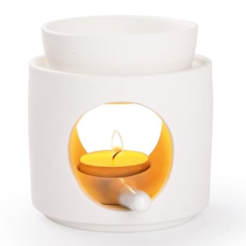 Image of WD&CD Wax Melt Ceramic Oil Burner Aroma Diffuser Essential Oil Burner Aromatherapy Wax burner with Tealight Holder Home Bedroom Decor, White