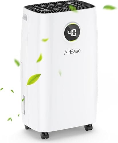 Image of AirEase 12L/Day Dehumidifier for Home, 2026 Upgraded 36dB Ultra Quiet Dehumidifiers for Bedroom, 2.5L Large Tank with Drain Hose, Dual 24H Timer & Smart Humidity Control, Ideal for Damp,Mold, Basement