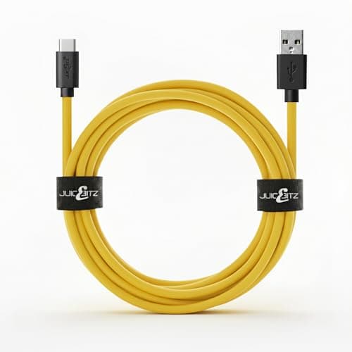 Image of JuicEBitz Phone Charger Cable, USB A to USB C Cable 0.5m, USB Cable, 480mbps, Fast Charger USB C Compatible with Samsung Galaxy, Google Pixel, iPad, LG, Huawei, Sony Xperia + More, Yellow