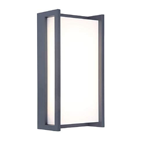 Image of Lutec 5193001118 LED Anthracite Outdoor Modern Rectangular Flush Wall Light | Qubo | LED 18W 1100 Lumen 3000k Warm White (Included) | IP54 Exterior Rating