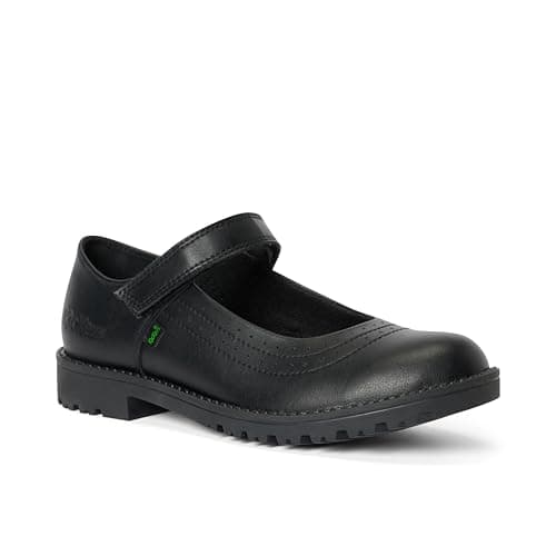 Image of Kickers Girl's Lachly Mary Jane Shool Shoes, Black, 3 UK