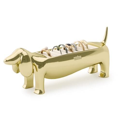 Image of Umbra Dachsie Ring Holder - Gift for Weiner Dog Dachshund Doxie Lover - Jewelry Storage, Brass