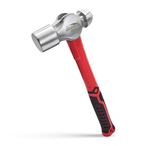 Image of HOUSERAN Ball Peen Hammer 2 Lb(1.1kg), Big Ball Pein Hammer with Non-Slip Rubber Grip, Metal Hammer for Metal Work, Rounding, Mechanics