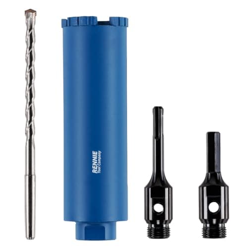 Image of 52mm x 150mm Long Diamond Core Drill Bit Set Includes SDS Adapter, Hex Shank Adapter & Centre Drill Bit. To Be Used In Concrete Masonry Brick Block Stone Granite Diamond Drill Bit Core Accessories
