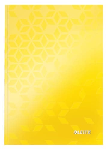 Image of Leitz WOW Notebook A5 Lined, Hardcover, 160 Pages, 80 Sheets of FSC-Certified Paper (80 g/m²), Laminated Cover, Thread Binding, For Office, School or as a Diary, Yellow, 46271016