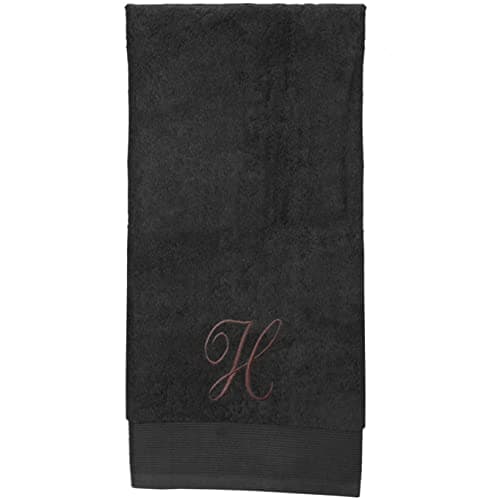 Image of HOMESCAPES Black Personalised Bath Towel 700 GSM Combed 100% Egyptian Cotton Towel 70 x 130 cm