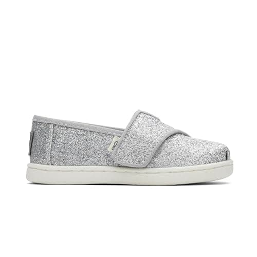 Image of TOMS Girl's Tiny Alpargata Loafer Flat, Silver, 7 UK Child