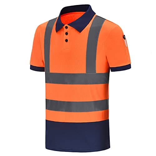 Image of AYKRM Orange Navy Hi Vis Viz Visibility Safety Work Polo Shirt hi vis Polo Shirt (XS-8XL)