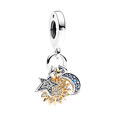 Image of TOFBS Women's Charms for Bracelets Necklaces Sun Moon Star 925 Sterling Silver Cubic Zirconia Charm Pendant Bead Jewelry Birthday Gifts Daily Wear Girls Mum Wife (#2)