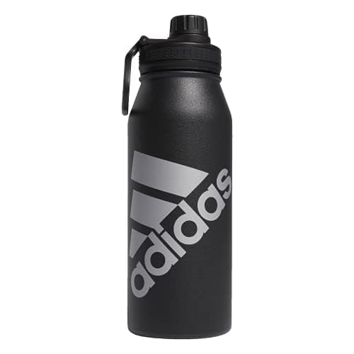 Image of adidas Unisex 1 Liter (32 oz) Metal Water Bottle, Black/Silver Metallic, One size