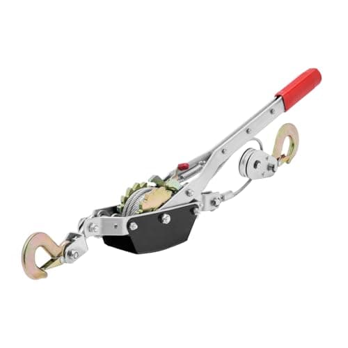 Image of VEVOR Come Along Winch, 2 Ton (4,409 lbs) Pulling Capacity, 12 ft Steel Cable, 2 Hooks, Heavy Duty Ratchet Power Puller Tool with Dual Gears, Automotive Hoist Cable Puller Ideal for Vehicle Rescue