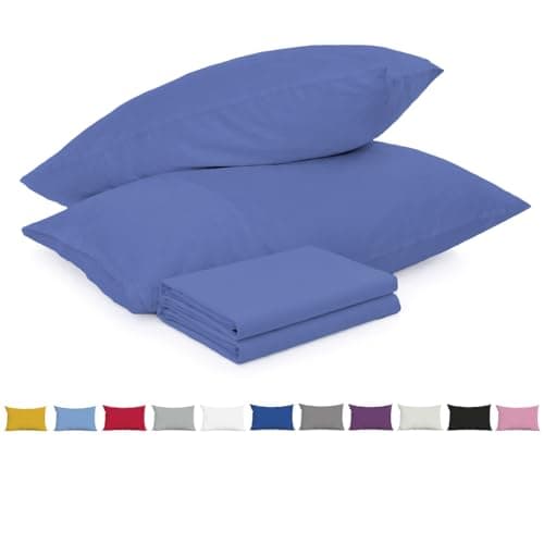 Image of Pillow Cases 2 Pack Navy Blue - 100% Brushed Microfibre UK-Standard Size 50x75cm Envelope Closure Pillowcases - OEKO-TEX Certified, Wrinkle & Fade Resistant Pillow Covers (Pack of 2, Navy Blue)